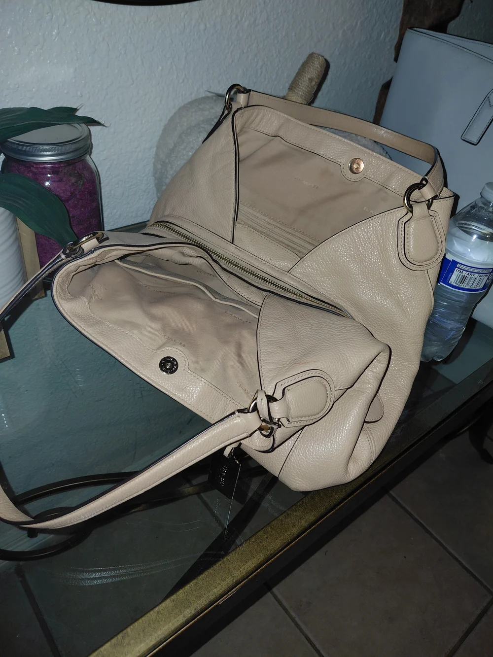 Coach Beige Leather Tote Bag - Picture 2 of 2